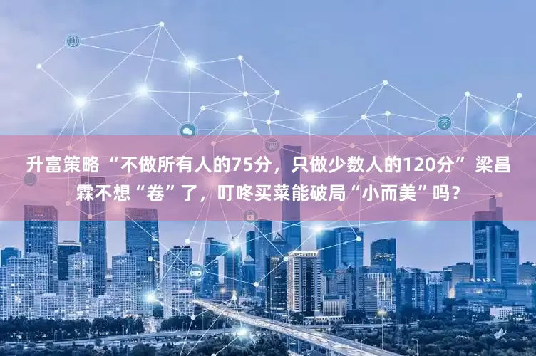升富策略 “不做所有人的75分，只做少数人的120分” 梁昌霖不想“卷”了，叮咚买菜能破局“小而美”吗？